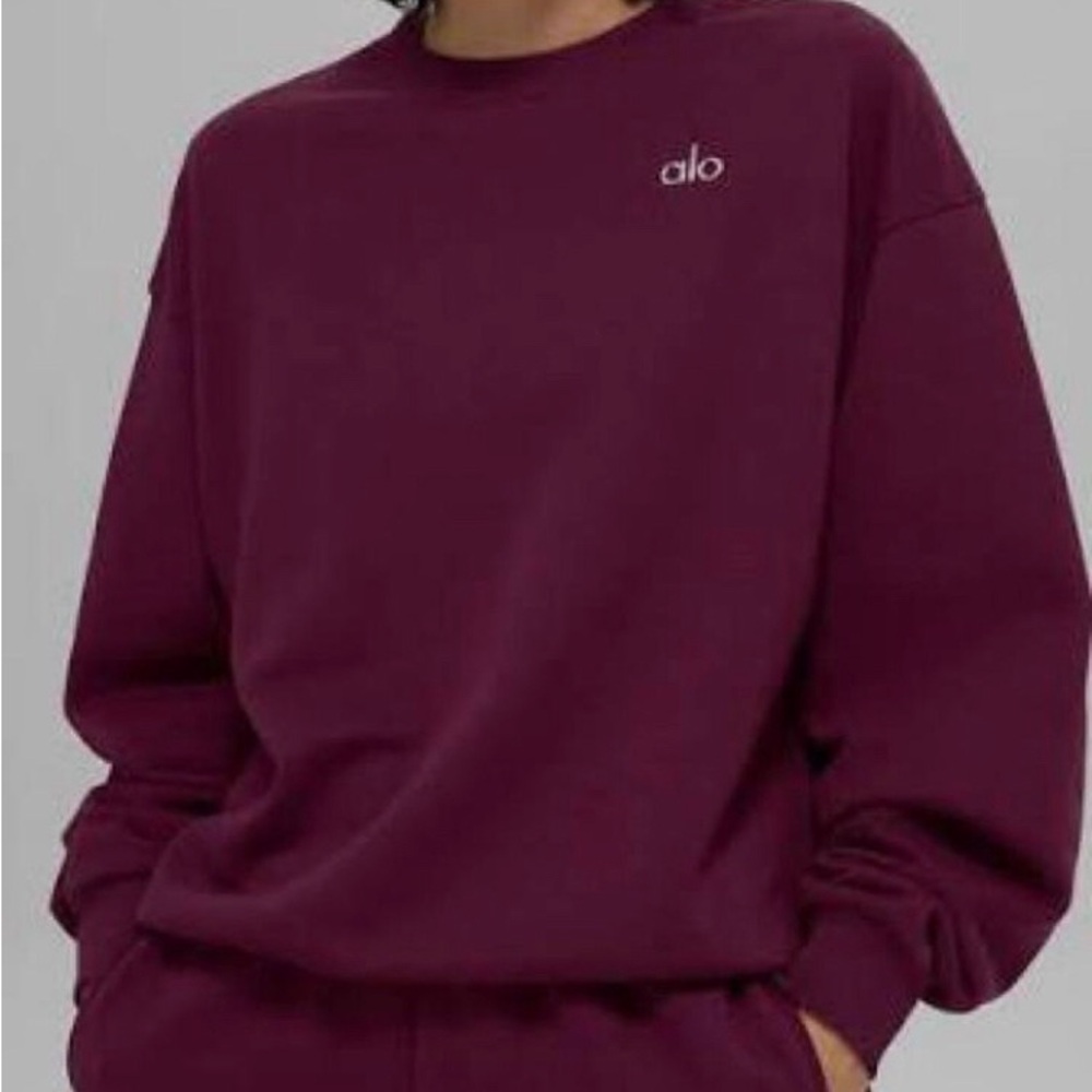 Alo Accolade Crew Neck Pullover Burgundy S